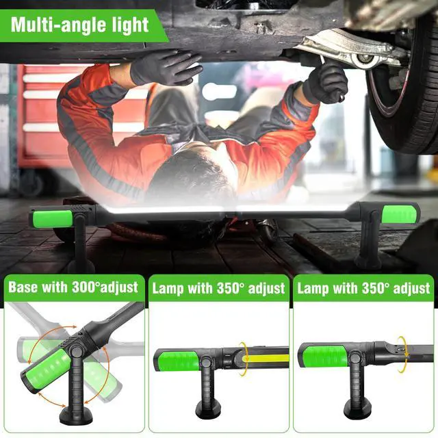 Alt view image 6 of 7 - Work Light for Mechanic, 2400LM LED, 4400mAh Rechargeable, Magnetic, Underhood Work Light with Hooks for Car Repairing/Inspection/Garage/Workshop/Emergency