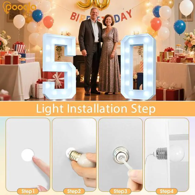 Alt view image 5 of 7 - 4 FT Marquee Numbers, Light Up Number 1 1st Birthday Decorations | Cool White and Warm White Large 4 Feet Tall LED Lighted Number 1 for 1st 16th 21st Boy Girl Party Anniversary Wedding Decor