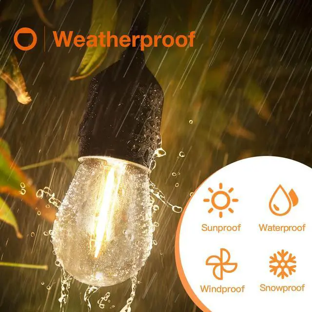 Alt view image 5 of 7 - LED Replacement Bulbs S14 15-Pack 1W E17 Waterproof Shatterproof | Commercial Grade Quality, LED Dimmable Compatible Clear Plastic E17 Screw Base for Our Outdoor String Light