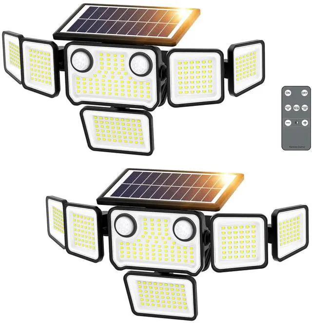 Main image of 6000LM Solar Lights Outdoor Waterproof, 6 Heads Solar Flood Lights Outdoor with 2 Motion Sensor, 310 LED Motion Light with Remote Control for Yard Outside House Patio 2 Pack