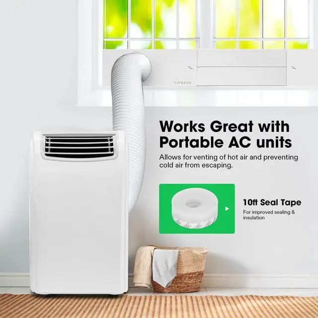 Alt view image 5 of 7 - Window Vent Kit for Portable AC, Fits 4"/6" Duct & 5.9" Hose | Portable AC Window Seal Kit, Adjustable AC Vent Kit for Duct Fans, Air Conditioner, Dryer