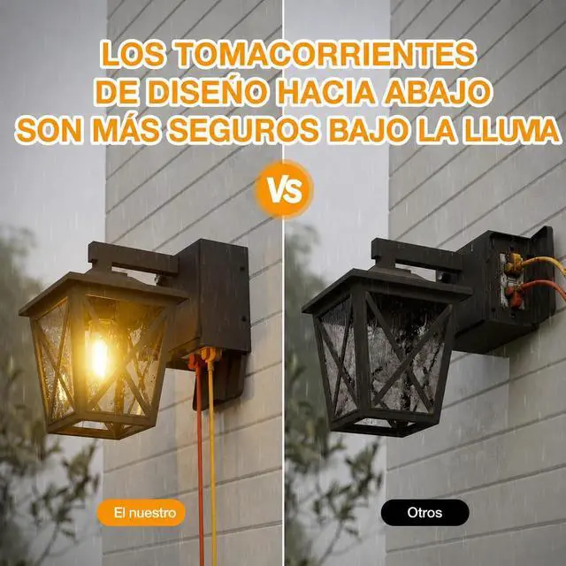 Alt view image 3 of 7 - Porch Lights with GFCI Outlet Aircraft Grade Aluminum Alloy-Black 1PC | Dusk to Dawn Outdoor Lights Waterproof IP 68 Upgraded 3 Lighting Modes Exterior Light with Plug for Front Door Patio Garage