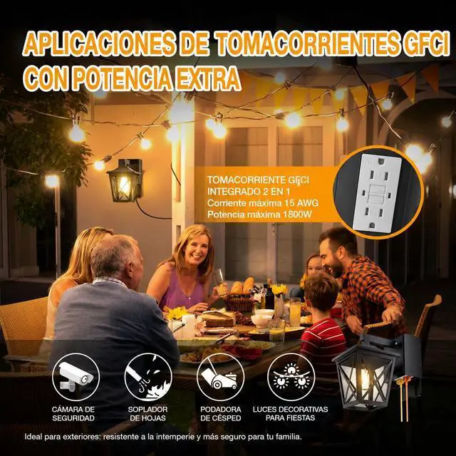Alt view image 5 of 7 - Porch Lights with GFCI Outlet Aircraft Grade Aluminum Alloy-Black 1PC | Dusk to Dawn Outdoor Lights Waterproof IP 68 Upgraded 3 Lighting Modes Exterior Light with Plug for Front Door Patio Garage