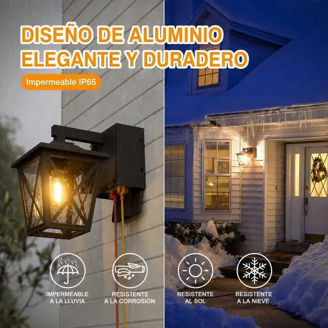 Alt view image 7 of 7 - Porch Lights with GFCI Outlet Aircraft Grade Aluminum Alloy-Black 1PC | Dusk to Dawn Outdoor Lights Waterproof IP 68 Upgraded 3 Lighting Modes Exterior Light with Plug for Front Door Patio Garage