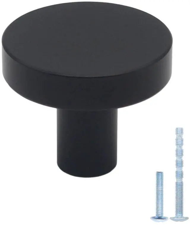 Main image of 30 Pack Black Cabinet Knobs, Dresser Knobs Kitchen Drawer Knob | Solid Matte Black Single Hole Knob Cabinet Handles and Drawers Pulls, Individually Packaged