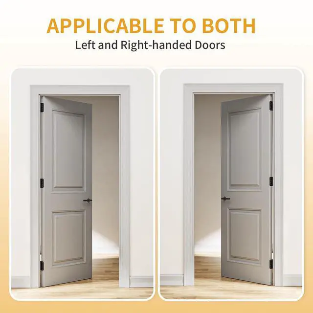 Alt view image 4 of 7 - 3 Pack Self Closing Door Hinges 4 Inch, Adjustable Tension, Black | Spring Loaded Door Hinges for Garage/Front/Back Doors, 5/8'' Radius Corners, Fit Left/Right Hand Doors, UL Listed