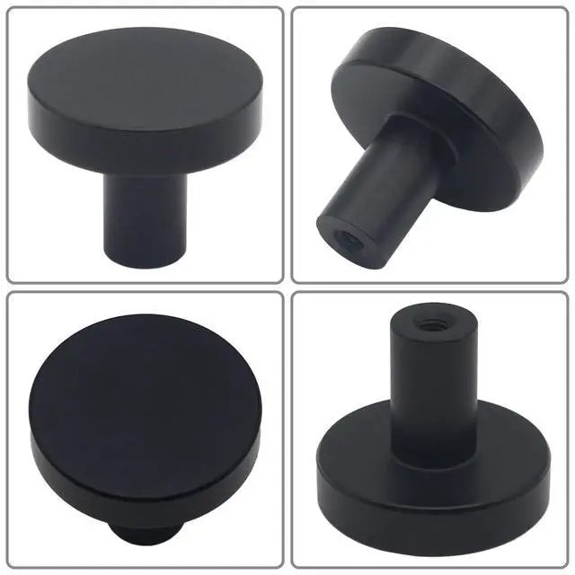 Alt view image 5 of 7 - 30 Pack Black Cabinet Knobs, Dresser Knobs Kitchen Drawer Knob | Solid Matte Black Single Hole Knob Cabinet Handles and Drawers Pulls, Individually Packaged