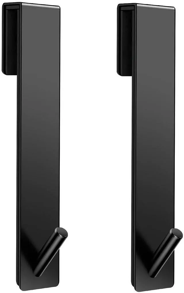 Main image of Shower Door Hooks(7.5 Inch),Extended Over Door Hooks for Bathroom Frameless Glass Shower Door,Stainless Steel Towel Hooks,Heavy Duty Rack Hooks for Robe,Towel-2 Pack-Black