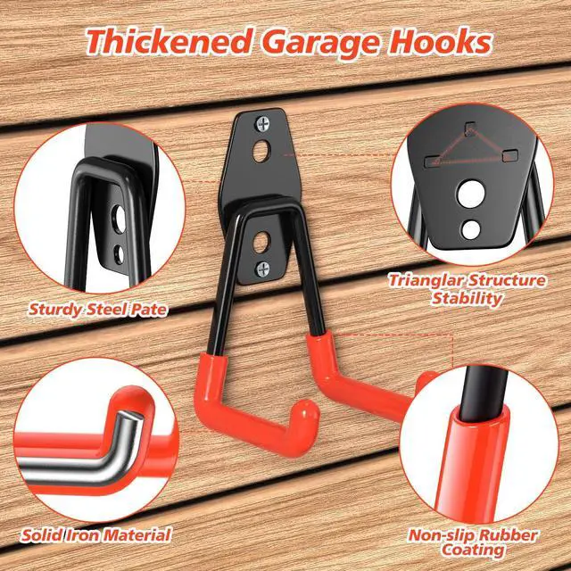 Alt view image 3 of 6 - MKRUI 30-Pack Garage Hooks for Storage & Hanging Items, Save Space | Hangs Bikes, Ladders, Ropes, Hoses, Tools; for Garage, Warehouse, Shop, Shed, Yard