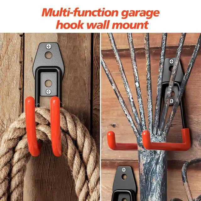 Alt view image 6 of 6 - MKRUI 30-Pack Garage Hooks for Storage & Hanging Items, Save Space | Hangs Bikes, Ladders, Ropes, Hoses, Tools; for Garage, Warehouse, Shop, Shed, Yard