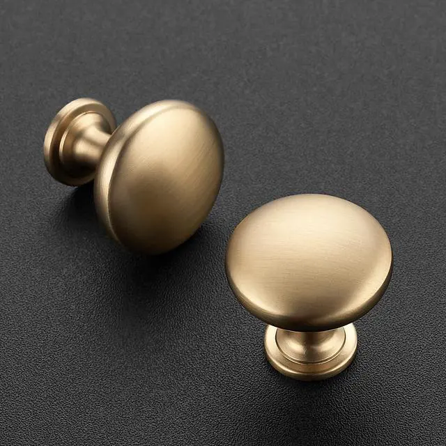 Alt view image 2 of 7 - Champagne Bronze Cabinet Knobs Solid Knobs 1-1/6 Inch 25 Pack | Zinc Alloy, Kitchen Cabinet Pulls, Single Hole, Screws Included, Smooth Design, Rounded shape, for Drawer, Dresser, Cupboards