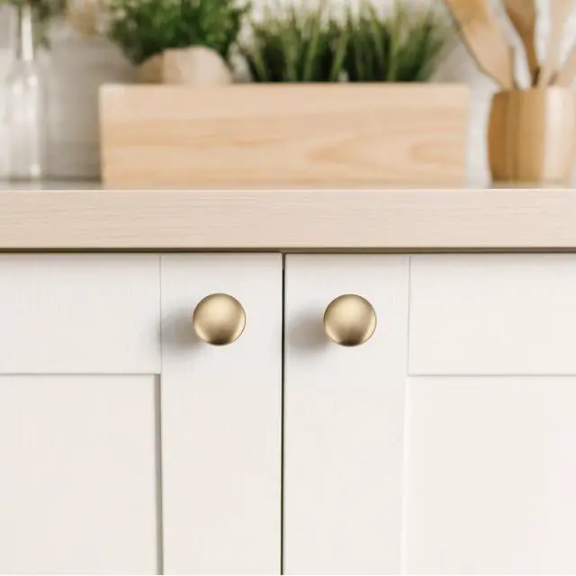 Alt view image 5 of 7 - Champagne Bronze Cabinet Knobs Solid Knobs 1-1/6 Inch 25 Pack | Zinc Alloy, Kitchen Cabinet Pulls, Single Hole, Screws Included, Smooth Design, Rounded shape, for Drawer, Dresser, Cupboards