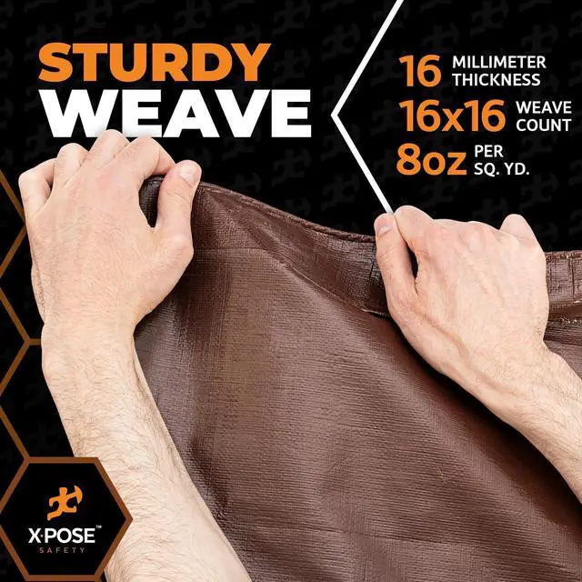 Alt view image 6 of 7 - 6' x 8' Super Heavy Duty 16 Mil Brown Poly Tarp Cover - Thick Waterproof, UV Resistant, Rip and Tear Proof Tarpaulin with Grommets and Reinforced Edges - by