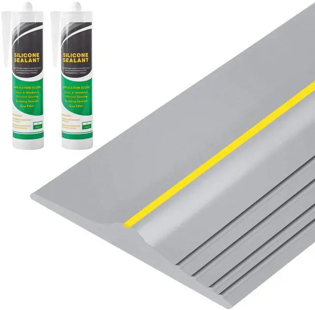 Main image of 20Ft Universal Garage Door Bottom Threshold Seal Strip with 20oz Glue Gel, Weatherproof Rubber DIY Weather Stripping Replacement - Grey