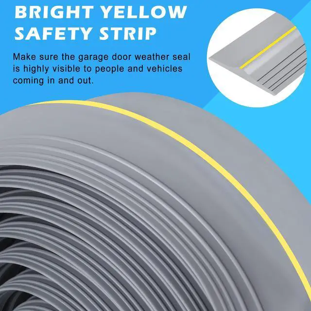 Alt view image 5 of 6 - 20Ft Universal Garage Door Bottom Threshold Seal Strip with 20oz Glue Gel, Weatherproof Rubber DIY Weather Stripping Replacement - Grey