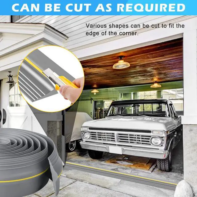 Alt view image 6 of 6 - 20Ft Universal Garage Door Bottom Threshold Seal Strip with 20oz Glue Gel, Weatherproof Rubber DIY Weather Stripping Replacement - Grey