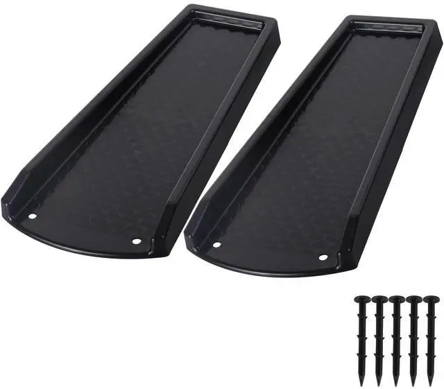 Main image of Rain Gutter Downspout Splash Block, Gutter Downspout Extensions for Water Drainage, 24" Gutter Splash Guards Downspout Extender, Fixable Down spout Drain Trays with PE Nails(2 Pack, Black)