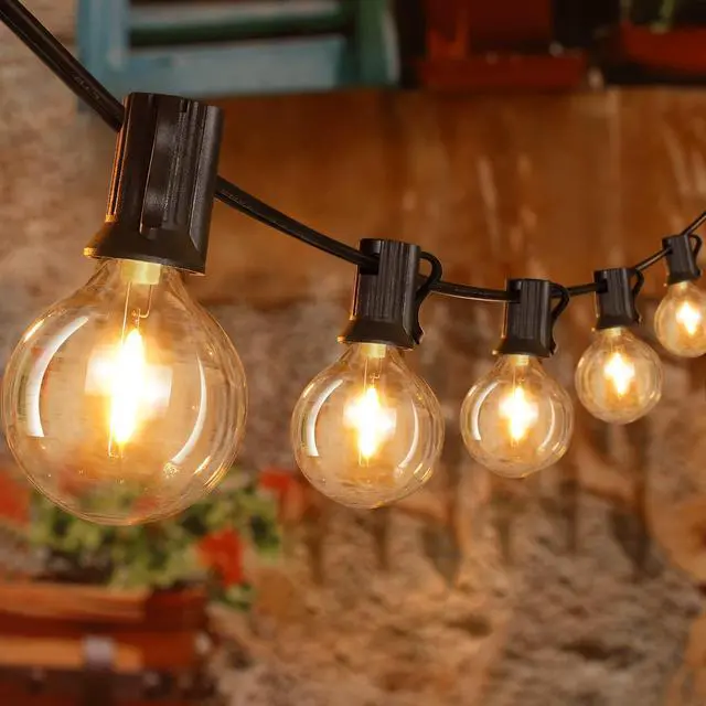 Main image of 50FT Outdoor String Lights, Waterproof Connectable Shatterproof Outside Light with 25 Edison + 2 Spare LED Bulbs Plug in, Patio Lights for Indoor Balcony Porch Camping Deck