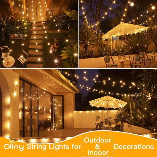 Alt view image 6 of 7 - 50FT Outdoor String Lights, Waterproof Connectable Shatterproof Outside Light with 25 Edison + 2 Spare LED Bulbs Plug in, Patio Lights for Indoor Balcony Porch Camping Deck