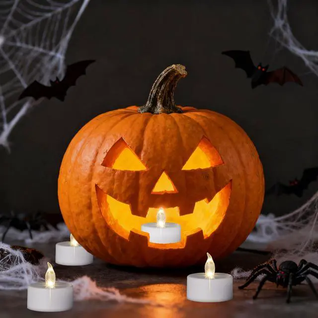 Alt view image 4 of 7 - Battery Operated Tea Lights Candles 100 Pack,Flameless Candles Warm White | Realistic and Bright Flickering 200Hours Long Lasting for Wedding Halloween Christmas Easter various Table Home Decor