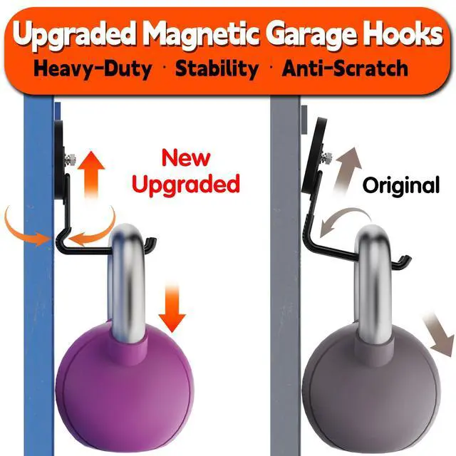 Alt view image 3 of 7 - New Updated Gaint Magnetic Hooks,2 Pack Heavy Duty Large Magnetic Hooks for Extension Cord, Cable, Hose, Power Cord,Rope,Drill,Jig Saw,Circular Saw,Garden Lawn Tools (Black/3.46inch)