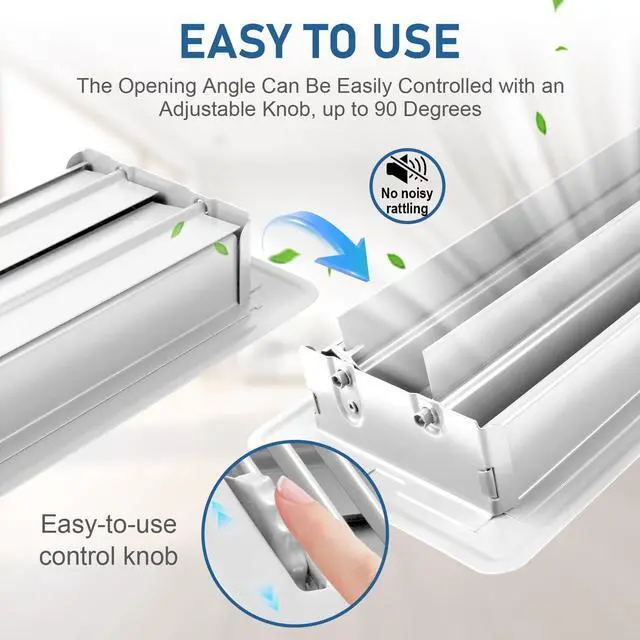 Alt view image 4 of 7 - 4x10 Floor Registers, 6 Pack White Floor Vent Covers | Heavy Duty Steel Walkable Floor Vents, No Plastic, Adjustable Airflow, Rust Proof Finish,Curved Safe Edges for Home Floor