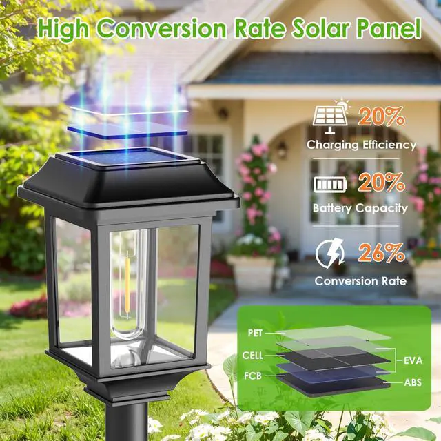 Alt view image 2 of 7 - Solar Outdoor Lights Waterproof, 8 Pack Metal Glass Solar Pathway Lights Outdoor Lighting Garden Decor for Landscape Path Yard Patio Driveway (Warm White)