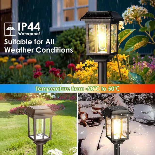 Alt view image 4 of 7 - Solar Outdoor Lights Waterproof, 8 Pack Metal Glass Solar Pathway Lights Outdoor Lighting Garden Decor for Landscape Path Yard Patio Driveway (Warm White)