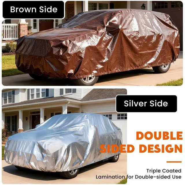 Alt view image 5 of 7 - Tarps Heavy Duty Waterproof 10x20 Feet, Extra Thick 10 Mil (Brown) | Tear & Fade Resistant, UV Blocking, Outdoor Tarp with Reinforced Grommets for Roof, Camping, Patio, Pool, Boat