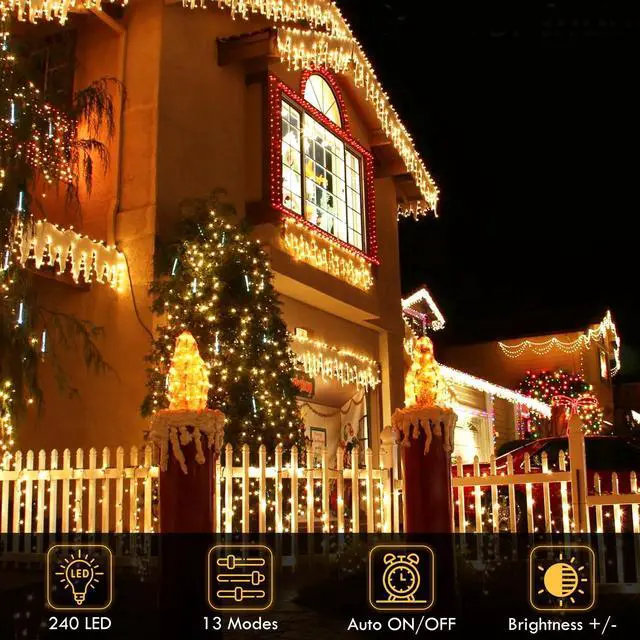 Alt view image 2 of 7 - Connectable 240LED 88Ft String Lights, Classroom Lights Indoor Outdoor | Clear Wire Twinkle Fairy Lights Plug in, 13 Modes, Timer, Waterproof Christmas Trees Lights for Bedroom, Patio Warm White