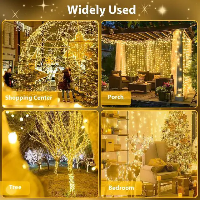Alt view image 7 of 7 - Connectable 240LED 88Ft String Lights, Classroom Lights Indoor Outdoor | Clear Wire Twinkle Fairy Lights Plug in, 13 Modes, Timer, Waterproof Christmas Trees Lights for Bedroom, Patio Warm White