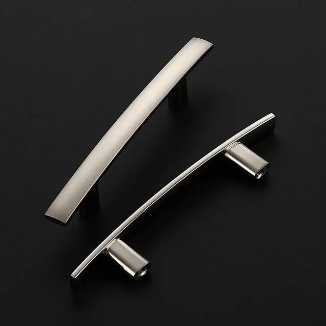 Alt view image 2 of 7 - 30 Pack Brushed Nickel Cabinet Handles, 3" Hole Center Curved Pulls | Arch Pull Shape, Smooth Grip, Kitchen Cabinet Restyle, For Cupboards, Dressers, Drawers, Wardrobes, Modern Hardware