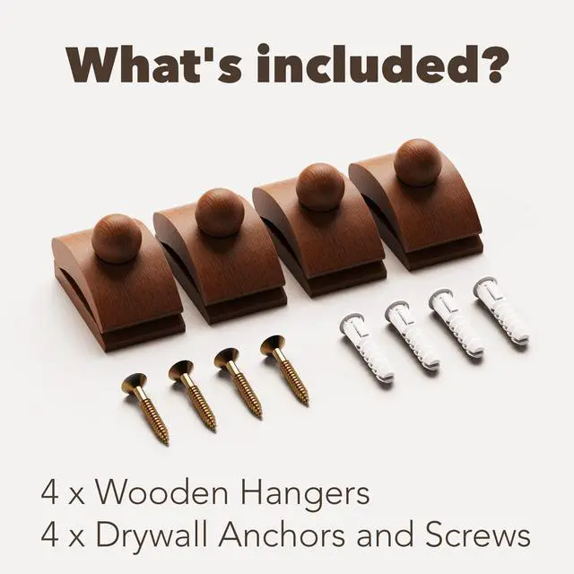 Alt view image 2 of 7 - Tapestry Hangers, 4 Small Quilt Hangers for Wall Hangings, Blanket Hanger Clamps, Carpet Rug Display, Wooden Wall Clips for Hanging (Brown)