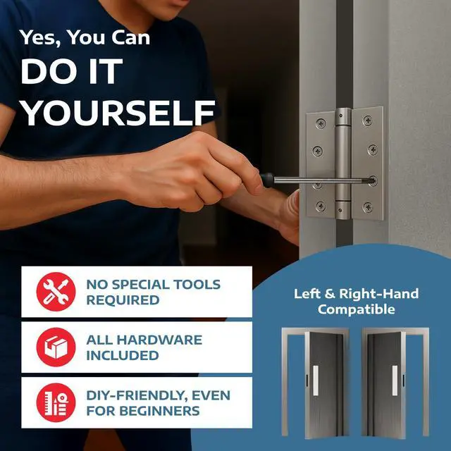 Alt view image 4 of 7 - A1 ProGuard Satin Door Hinges 4.5 Inch Self Closing Hinge Hardware Adjustable Spring Hinges for Commercial Grade Self-Closing, UL Listed 3 Pack