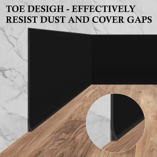 Alt view image 2 of 7 - Peel and Stick Baseboard Trim 4" x 15 ft, Vinyl Baseboard Molding Black | Self-Adhesive Rubber Wall Base, Available in 4 inch x 20Ft,40Ft,50Ft,60Ft,100Ft, Flexible Cove Base for Home Office Floor