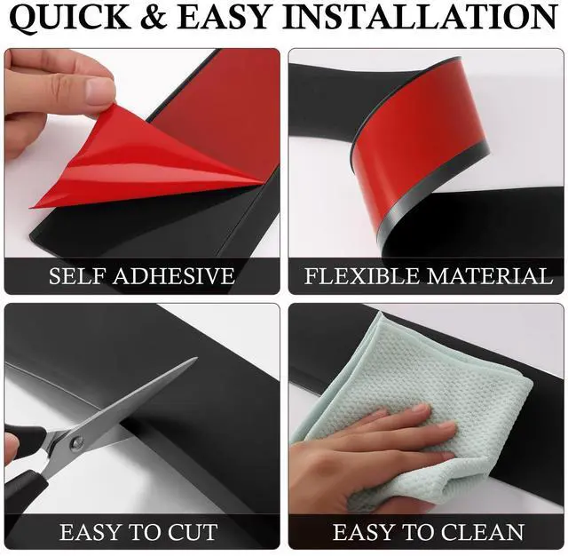 Alt view image 4 of 7 - Peel and Stick Baseboard Trim 4" x 15 ft, Vinyl Baseboard Molding Black | Self-Adhesive Rubber Wall Base, Available in 4 inch x 20Ft,40Ft,50Ft,60Ft,100Ft, Flexible Cove Base for Home Office Floor