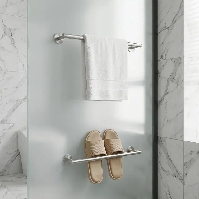 Alt view image 2 of 7 - Self Adhesive Towel Bar,16" Brushed Nickel No Drill Bathroom,304SS Towel Rack