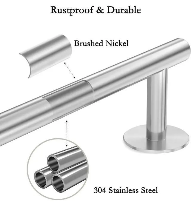 Alt view image 5 of 7 - Self Adhesive Towel Bar,16" Brushed Nickel No Drill Bathroom,304SS Towel Rack