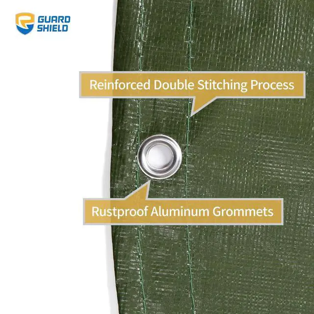 Alt view image 3 of 7 - Round Tarp 12 Feet Waterproof Heavy Duty Circle Tarps for Under Pool Green/Silver Multi Purpose Circular Outdoor Cover