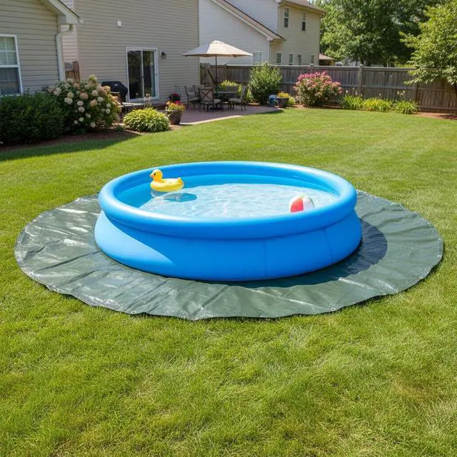 Alt view image 6 of 7 - Round Tarp 12 Feet Waterproof Heavy Duty Circle Tarps for Under Pool Green/Silver Multi Purpose Circular Outdoor Cover