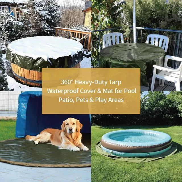 Alt view image 7 of 7 - Round Tarp 12 Feet Waterproof Heavy Duty Circle Tarps for Under Pool Green/Silver Multi Purpose Circular Outdoor Cover
