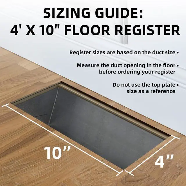 Alt view image 2 of 6 - 4 x 10 Floor Register, Black Floor Vent Covers for Home Floor, Adjustable Air Vent Covers Home Sidewall Vent Office or Ceiling Vent - Heavy Duty Steel Walkable Floor Vents - 3 Pack