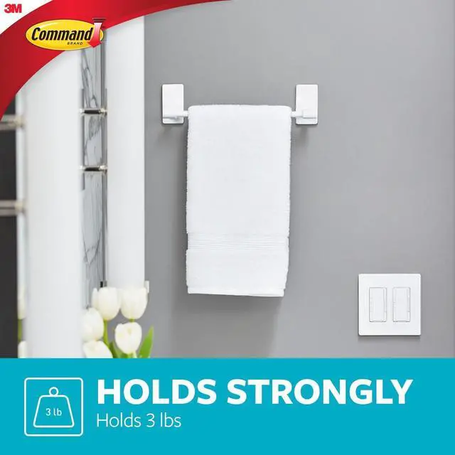 Alt view image 3 of 7 - Hand Towel Bar Matte Black with Water Resistant Strips, Bathroom Decor, 9 in Bar Length Holds up to 3 lbs