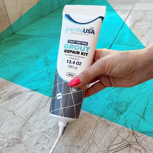 Alt view image 4 of 7 - Premixed Tile Grout Repair - White (13.4oz/380g) | Acrylic sanded formula, multiple shades including red and blue, bathroom shower kitchen tile, water-resistant, 44 sq ft