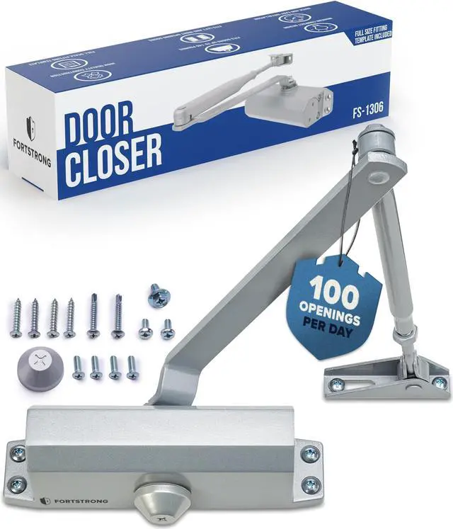 Main image of Automatic Door Closer (Silver), FS-1306 Residential Hydraulic Auto Door Closer, Grade 3 Self Closing Spring Hinge, UL Listed & ADA Soft Closers No Slam, for Home & Interior Garage Doors Closure