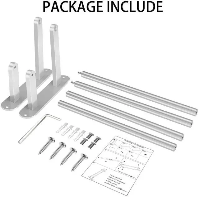 Alt view image 5 of 7 - Towel Rack for Bathroom, Double Towel Bar 24Inch, Stainless Steel Bathroom Towel Holder, Double Towel Hanger Wall Mounted Towel Rod, Bathroom Towel Rack(Brushed Nickel)