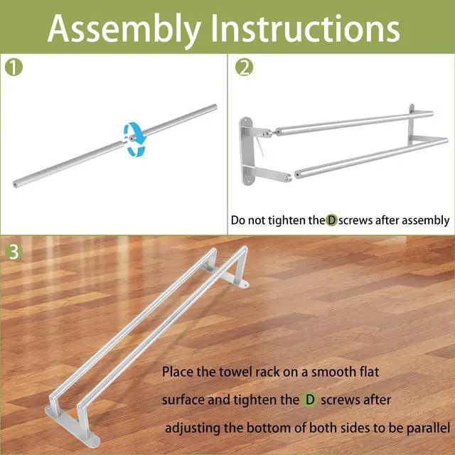 Alt view image 7 of 7 - Towel Rack for Bathroom, Double Towel Bar 24Inch, Stainless Steel Bathroom Towel Holder, Double Towel Hanger Wall Mounted Towel Rod, Bathroom Towel Rack(Brushed Nickel)