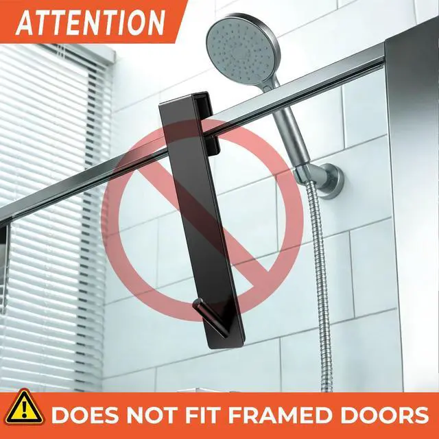 Alt view image 2 of 7 - Shower Door Hooks(7.5 Inch),Extended Over Door Hooks for Bathroom Frameless Glass Shower Door,Stainless Steel Towel Hooks,Heavy Duty Rack Hooks for Robe,Towel-2 Pack-Black