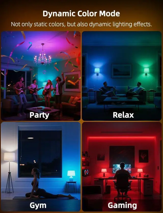 Alt view image 5 of 7 - E12 Candelabra Light Bulbs, 120V Color Changing Bulb with Remote, Plug-in Only, E12 Base, 12 RGB+2700K Warm White, 40W Equiv (5W), 450LM, Timer, 2 Modes, for Chandelier/Ceiling Fan, 12 Pack
