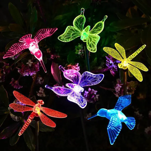 Main image of Solar Garden Lights Decor Butterfly Path Lights Outdoor Decorations | Color Changing, Waterproof, Solar Powered, Hummingbird&Butterfly Lights, Decorative Garden Landscape Pathway Lights for Lawn